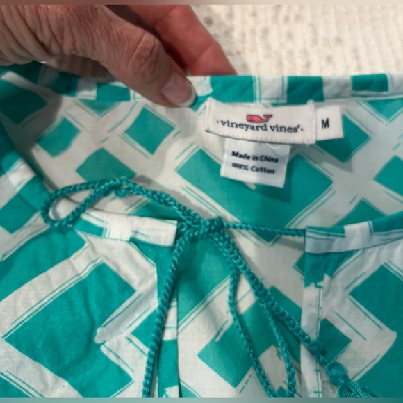 Vineyard Vines Diamond Lattice Tunic, Teal Green, Ladies M, Lightweight, EUC - Picture 8 of 9
